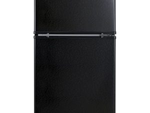 Midea WHD-113FB1 Double Door Mini Fridge with Freezer for Bedroom Office or Dorm with Adjustable Remove Glass Shelves Compact Refrigerator