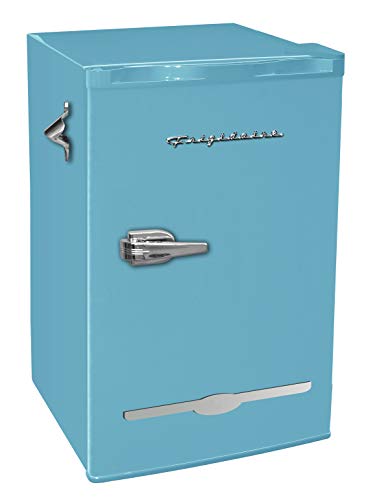 Frigidaire EFR376-BLUE 3.2 Cu Ft Blue Retro Bar Fridge with Side Bottle Opener Frigidaire EFR376-BLUE 3.2 Cu Ft Blue Retro Bar Fridge with Side Bottle Opener