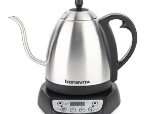 Bonavita 1L Digital Variable Temperature Gooseneck Electric Kettle for Coffee Brew and Tea Precise Pour Control