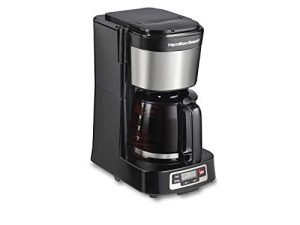 Hamilton Beach 5 Cup Compact Drip Coffee Maker with Programmable Clock & Glass Carafe