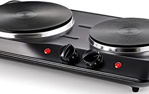 Ovente Double Cast Iron Burner 7 & 6 Inch Hot Plates