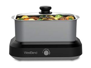 West Bend 87905 Slow Cooker Large Capacity Non-stick Variable Temperature Control Includes Travel Lid and Thermal Carrying Case