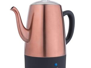 Moss & Stone Electric Coffee Percolator Copper Body with Stainless Steel Lids Coffee Maker | Percolator Electric Pot - 10 Cups