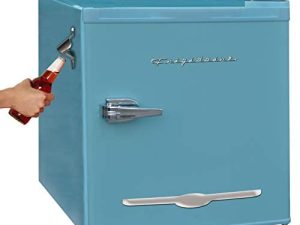 Frigidaire EFR176-BLUE 1.6 cu ft Blue Retro Fridge with Side Bottle Opener. for The Office