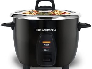 Elite Gourmet ERC-2010B Electric Rice Cooker with Stainless Steel Inner Pot Makes Soups