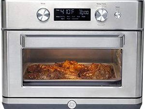 GE Digital Air Fryer Toaster Oven + Accessory Set | Convection Toaster with 8 Cook Modes | Large Capacity Oven - Fits 12" Pizza | Countertop Kitchen Essentials | Stainless Steel