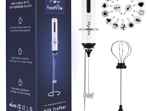 FoodVille MF05 Rechargeable Milk Frother USB Charging Handheld Foam Maker with Balloon Whisk