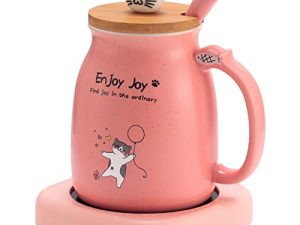 Bsigo Smart Coffee Mug Warmer & Cute Cat Mug Set