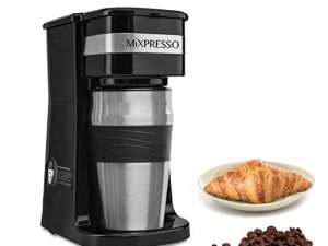 Mixpresso 2-In-1 Single Cup Coffee Maker & 14oz Travel Mug Combo | Portable & Lightweight Personal Drip Coffee Brewer & Tumbler Advanced Auto Shut Off Function & Reusable Eco-Friendly Filter