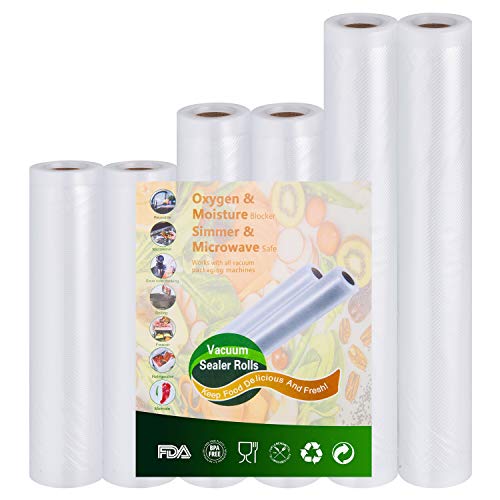 Vacuum-Sealer Rolls Food-Storage Bags for Food - 2 rolls 6"x10' and 2 rolls 8"x10' and 2 rolls 11"x10' Sous Vide cooking Vacuum-Sealer Rolls Food-Storage Bags for Food - 2 rolls 6"x10' and 2 rolls 8"x10' and 2 rolls 11"x10' Sous Vide cooking