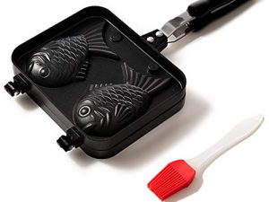 Taiyaki Pan - Fish Shaped Waffle Cake Maker - Comes with Silicone Oil Brush - by KUHA