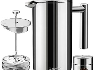 Mueller French Press Double Insulated 304 Stainless Steel Coffee Maker 4 Level Filtration System