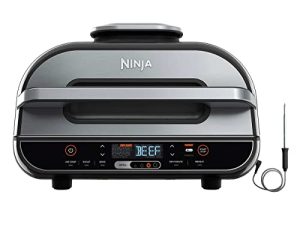 Ninja FG551 Foodi Smart XL 6-in-1 Indoor Grill with 4-Quart Air Fryer Roast Bake Dehydrate Broil and Leave-in Thermometer