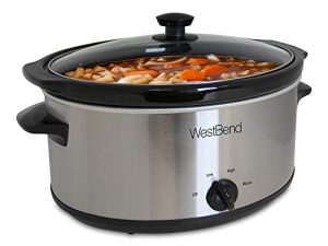 West Bend Manual Crockery Slow Cooker with Oval Ceramic Cooking Vessel and Glass Lid Certified