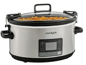 Crockpot Portable 7 Quart Slow Cooker with Locking Lid and Auto Adjust Cook Time Technology