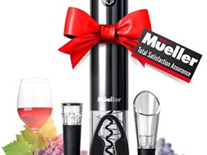 Mueller Electric Wine Opener Set - Rechargeable Batteries and USB Charging Cable - Electric Corkscrew Opener with Foil Cutter