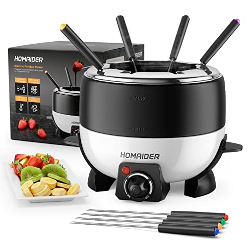Homaider Electric Fondue Pot for Chocolate and Cheese - Fondue Set Includes 8 Dipping Forks Homaider Electric Fondue Pot for Chocolate and Cheese - Fondue Set Includes 8 Dipping Forks