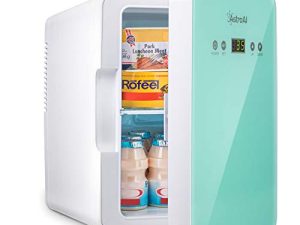 AstroAI Mini Fridge 6 Liter/8 Can Skincare Fridge for Bedroom - with Upgraded Temperature Control Panel - AC/12V DC Thermoelectric Portable Cooler and Warmer for Skin Care