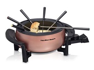 Hamilton Beach 3 Quart / 2.8 Liter 3QT Copper Electric Fondue Pot Set with Temperature Control