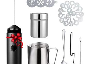 Milk Frother Handheld Coffee Art Set - with Milk Frother Pitcher