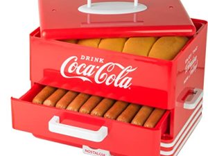 Nostalgia Extra Large Diner-Style Coca-Cola Hot Dog Steamer and Bun Warmer
