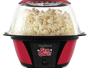 West Bend Stir Crazy Electric Hot Oil Popcorn Popper Machine Offers Large Lid for Serving Bowl and Convenient Storage