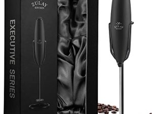 Zulay Executive Series Ultra Premium Gift Milk Frother For Coffee With Improved Stand - Coffee Frother Handheld Foam Maker For Lattes - Electric Milk Frother Handheld For Cappuccino