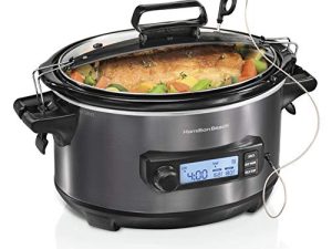 Hamilton Beach 33866 Portable 6-Quart Set & Forget Digital Programmable Slow Cooker with Lid Lock