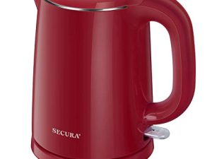 Secura Stainless Steel Double Wall Electric Kettle Water Heater for Tea Coffee w/Auto Shut-Off and Boil-Dry Protection