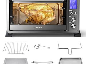 TOSHIBA AC25CEW-BS Large 6-Slice Convection Toaster Oven Countertop
