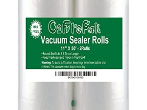 O2frepak 2Pack (Total 100Feet) 11x50 Rolls Vacuum Sealer Bags Rolls with BPA Free