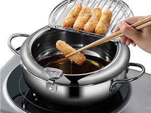 Deep Fryer Pot - Japanese Tempura Small Deep Fryer Stainless Steel Frying Pot With Thermometer