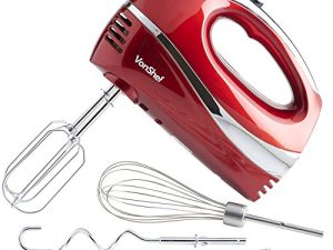 VonShef 5-Speed Hand Mixer - Electric 250W Hand-held Mixer with Turbo Boost Button & Stainless Steel Accessories (Chrome Beater