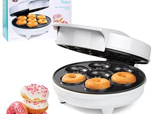 CucinaPro Mini Donut Maker - Electric Non-Stick Surface Makes 7 Small Doughnuts