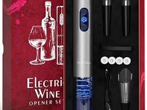 Electric Wine Opener Set Uncle Viner with Charger & Batteries - Gift Idea for Wine Lover - Battery Operated Corkscrew - Automatic Cordless Wine Bottle Opener Rechargeable - Mother's Day Christmas Kit