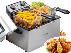 Secura Electric Deep Fryer 1800W-Watt Large 4.0L/4.2Qt Professional Grade Stainless Steel with Triple Basket and Timer