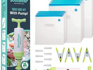 Sous Vide Bags 52 PCS - 30 Reusable Vacuum Food Sealer Bags for Anova