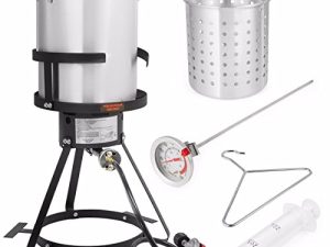 Barton Deluxe 30 QT Aluminum Turkey Deep Fryer Pot Boiling Lid Seafood Cajun Gas Stove Burner Stand Injector Thermometer 37