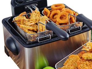Secura 1700-Watt Stainless-Steel Triple Basket Electric Deep Fryer with Timer Free Extra Odor Filter