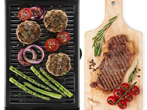 Chefman Electric Smokeless Indoor Grill w/Non-Stick Cooking Surface & Adjustable Temperature Knob from Warm to Sear for Customized BBQing